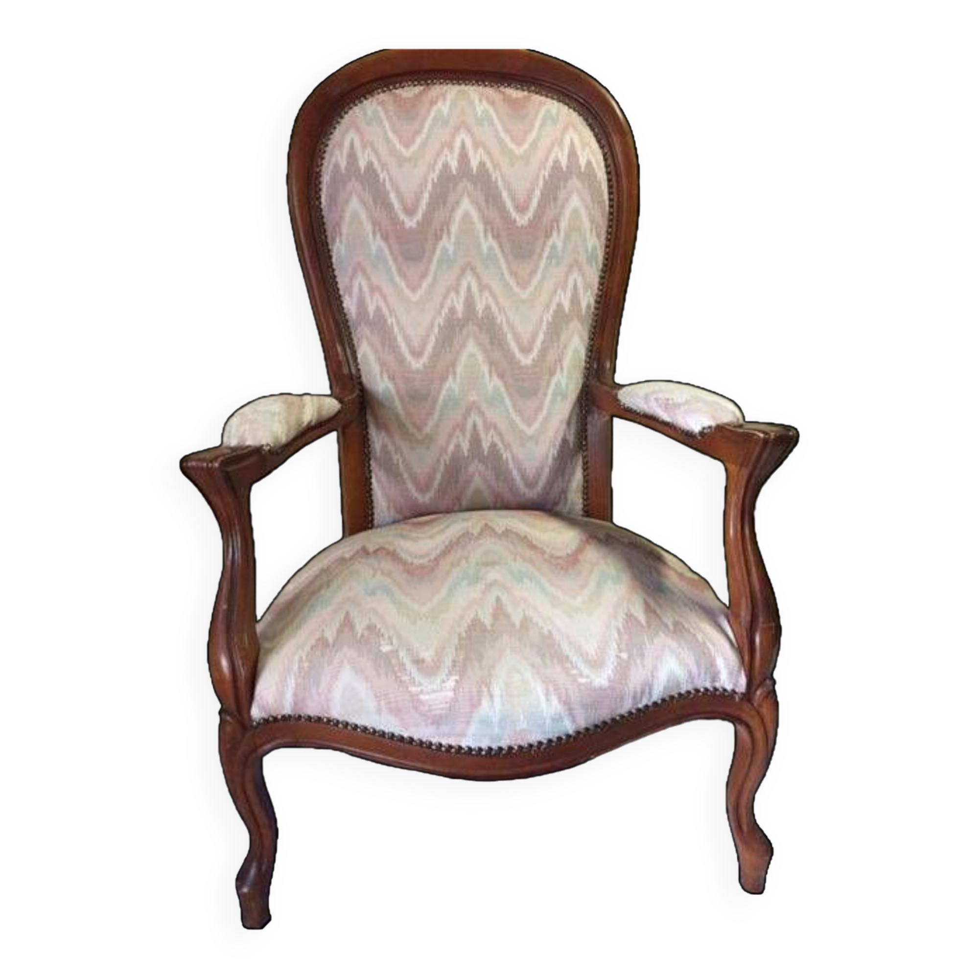 Large fauteuil voltaire "en violon" louis-philippe en noyer