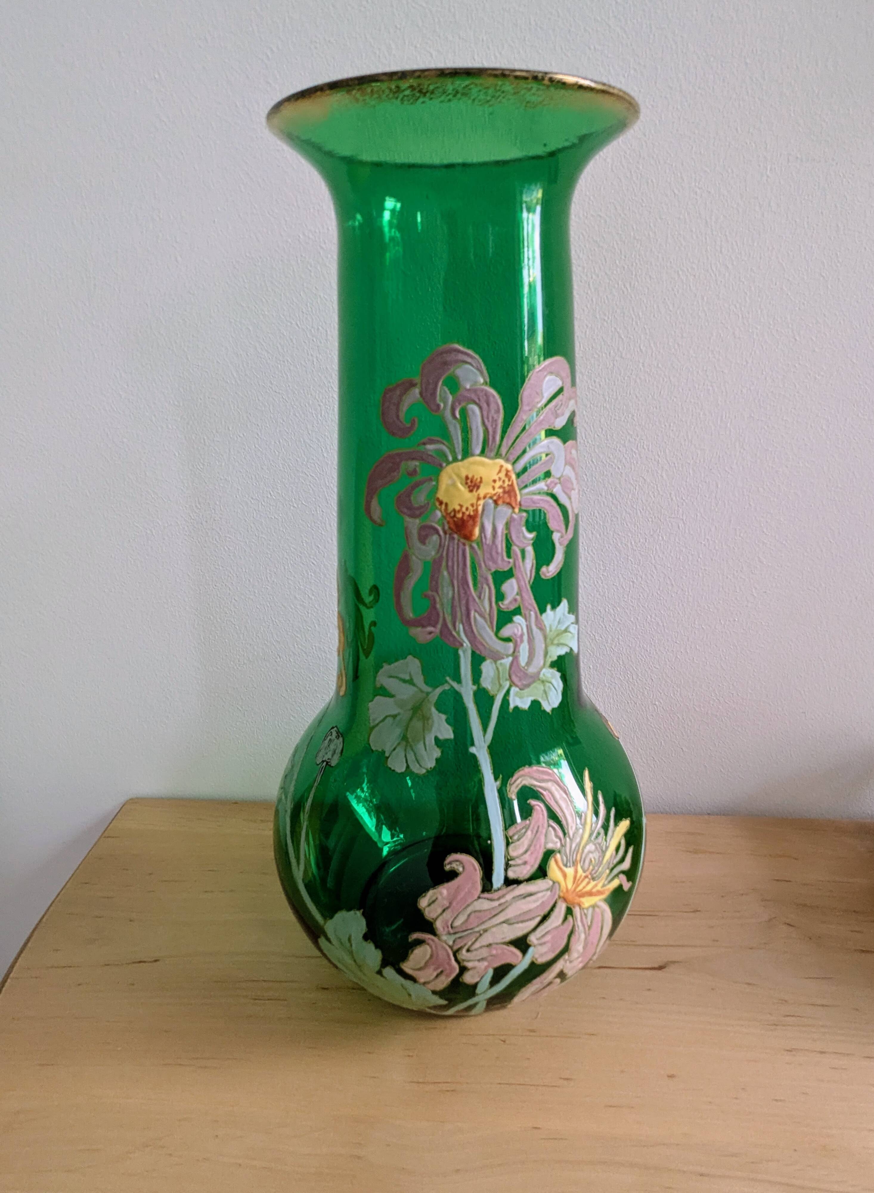 Art Nouveau vase in hand-painted blown glass – Legras style