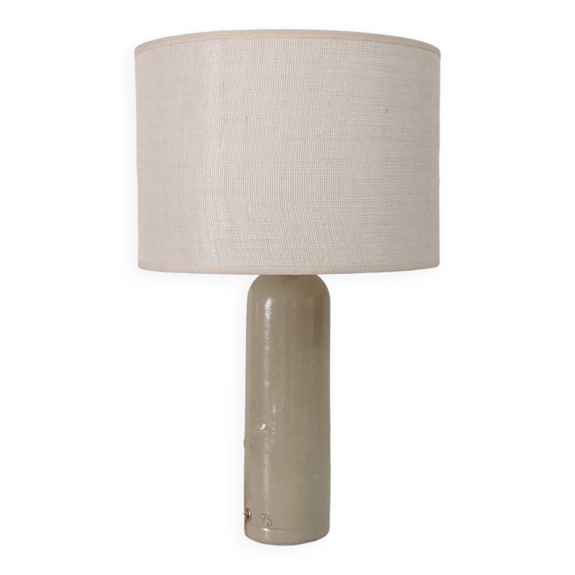 Lampe grès et jute écrue