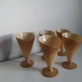 Lot de 5 coupe à glace cornet gaufrette