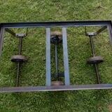 Table basse industrielle vintage chariot de marbrier ancien
