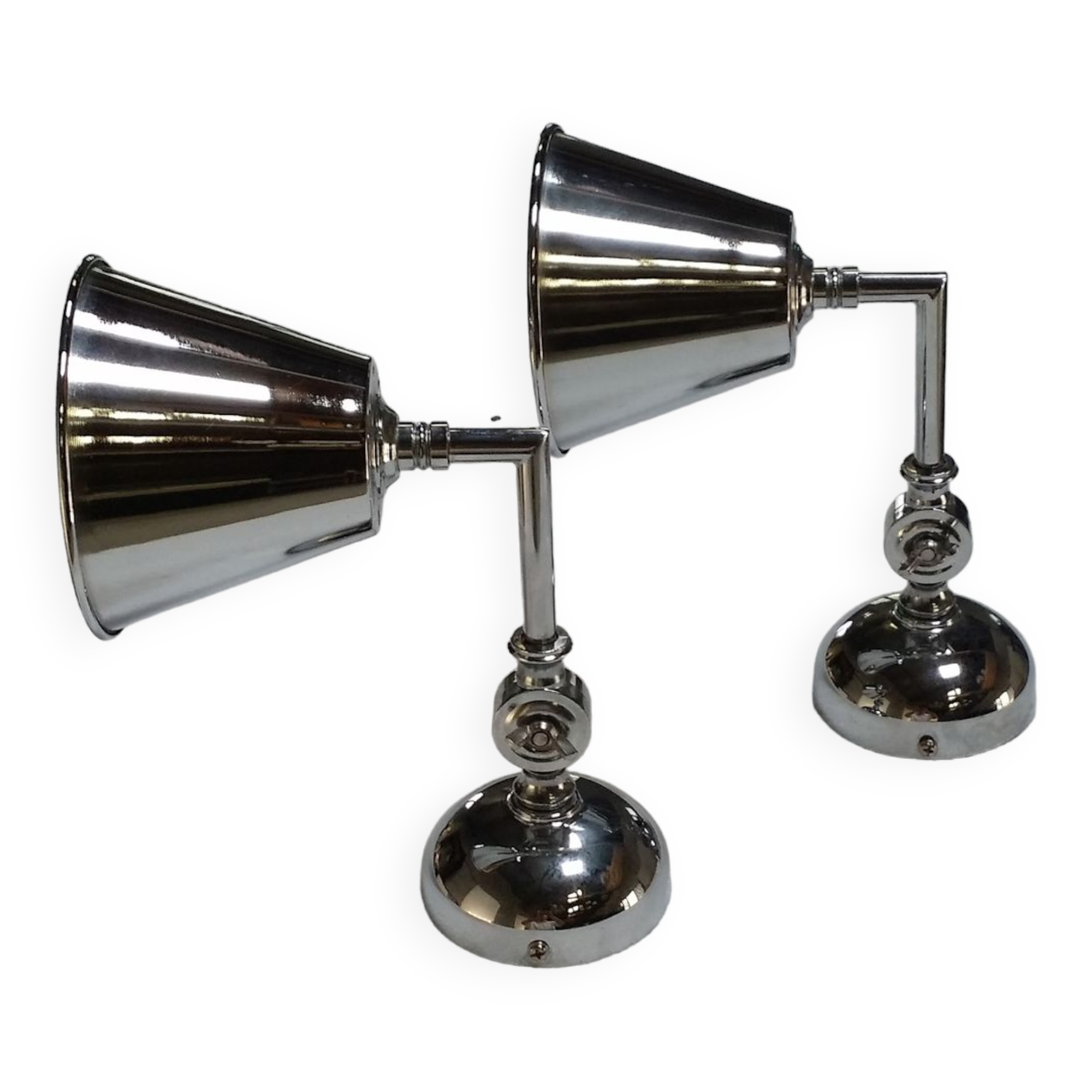 Pair of chrome wall lamps