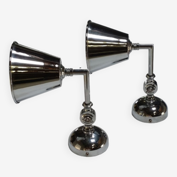 Pair of chrome wall lamps