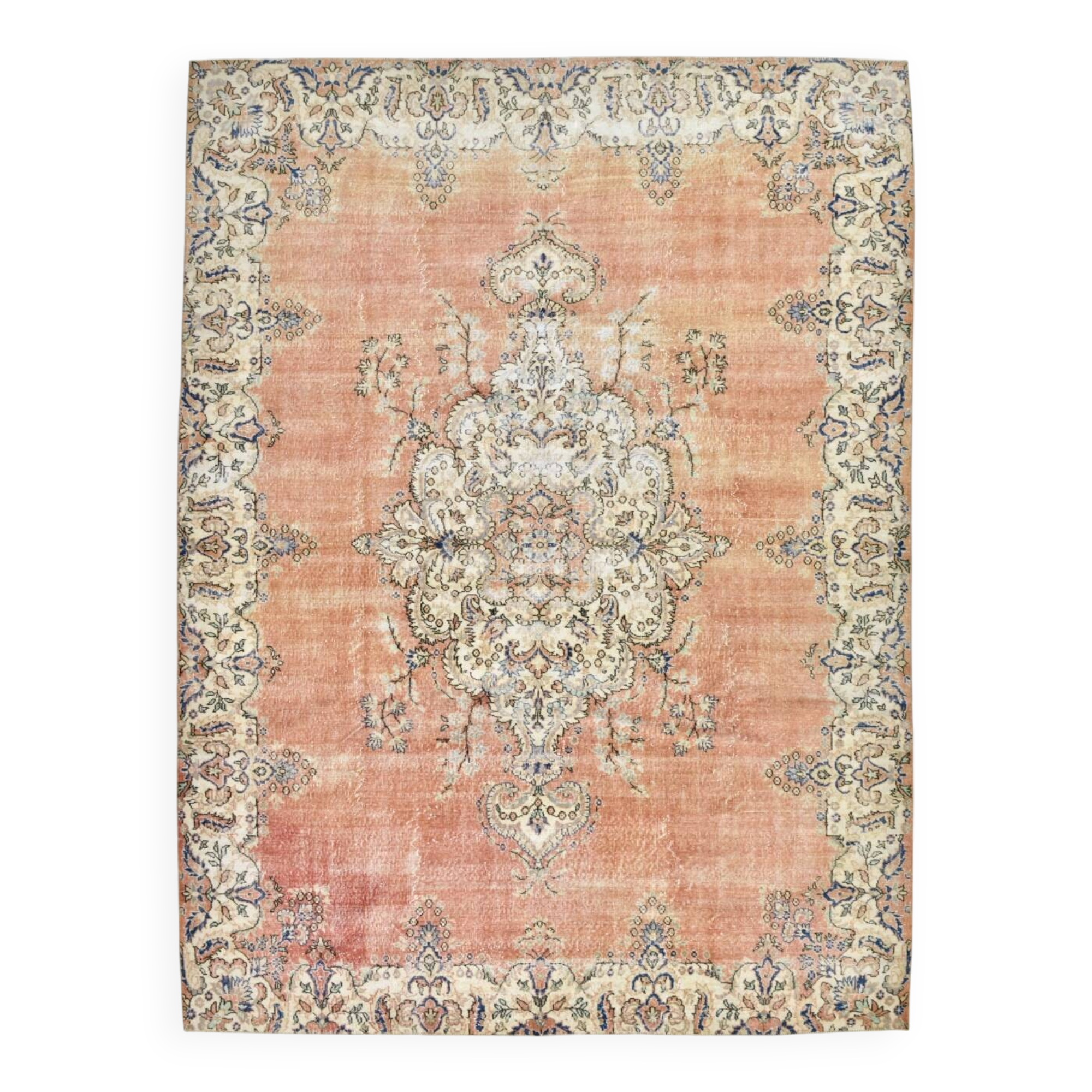 Red & Orange Large Turkish Vintage Rug, 261x351Cm