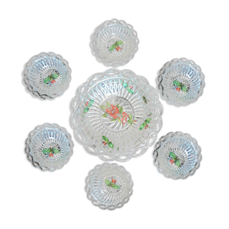 Vintage glass fruit salad service