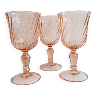 3 verres à vin, Rosaline tourbillon rose par luminarc arcoroc