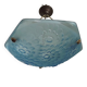 French Art Deco Degué Ice Blue Hexagonal Glass Pendant Ceiling Light