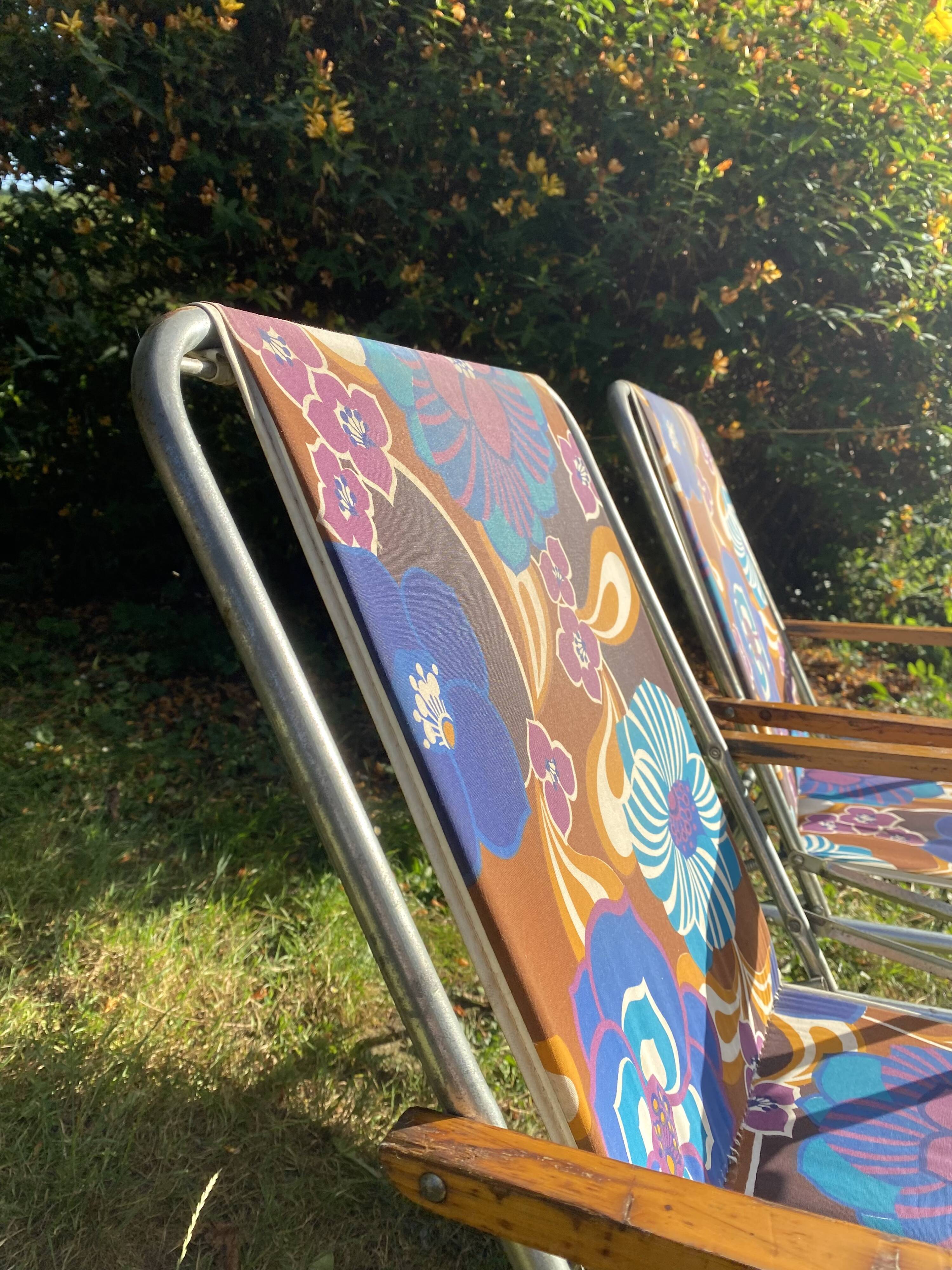 70s folding camping chairs, patio garden chairs