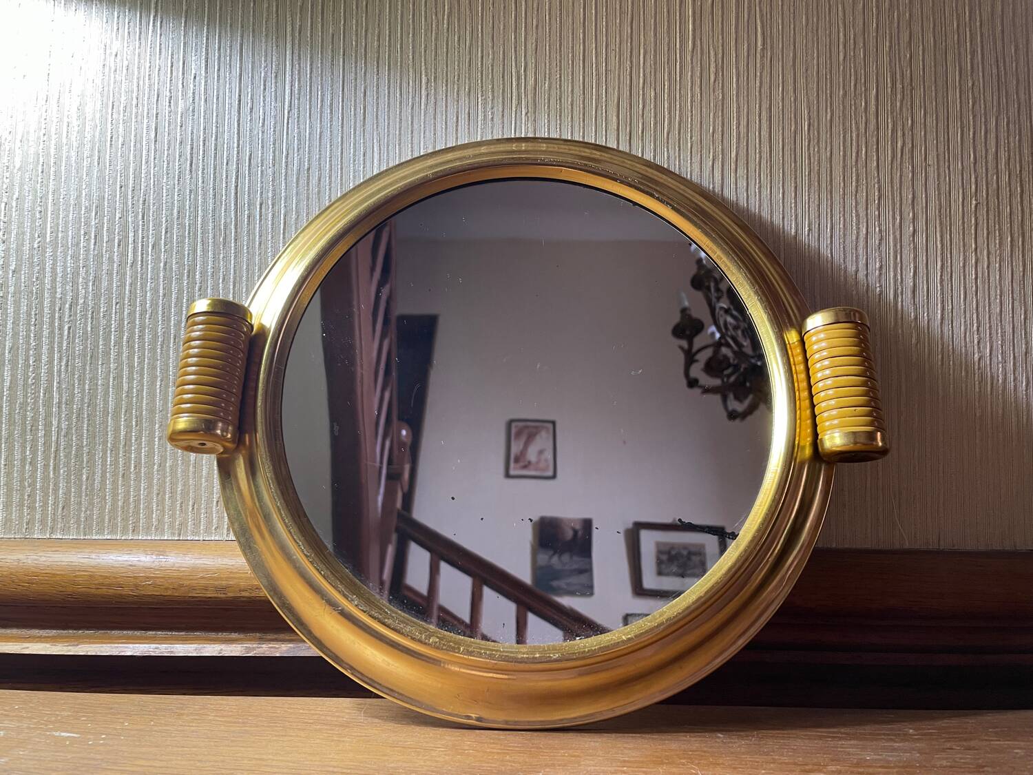 Plateau miroir laiton art déco