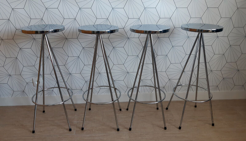 Series of 4 nuta chrome stools