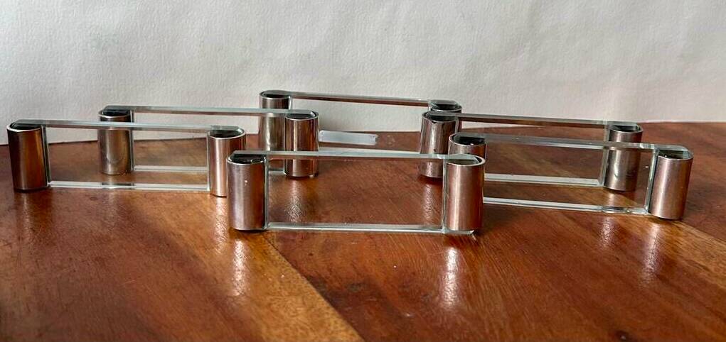 6 Crystal / Silver Metal Knife Holders - DLG Adnet