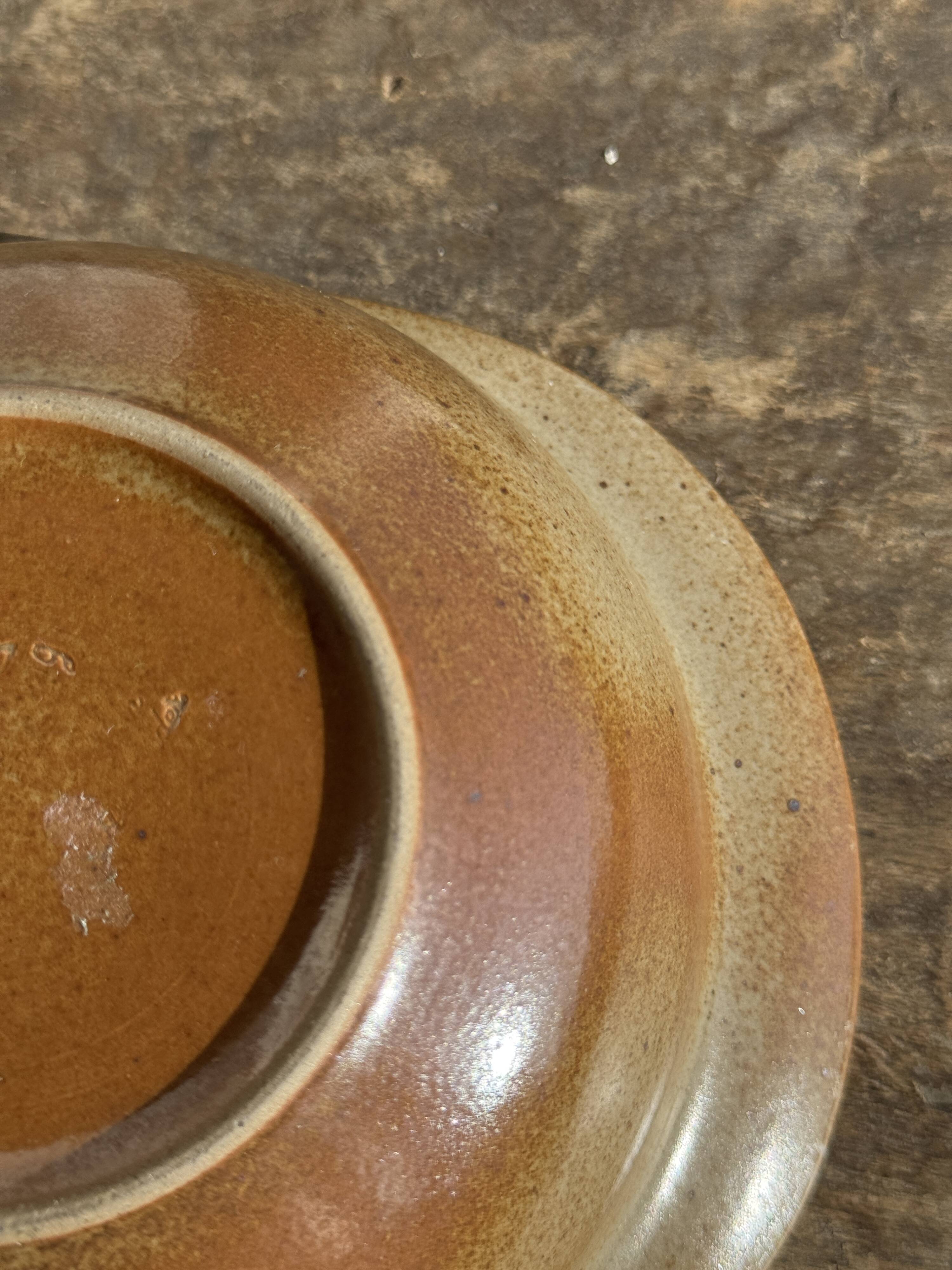Small stoneware bowl with two wide, flat handles D:15-18.5
