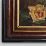 Vintage still life painting of a vase with flowers, France ca. 1940