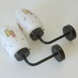 Pair of Unique Vintage Redesign Wall Lamps Glass Lights from Italy 1960's