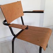 Pair of tubular metal armchairs 1954
