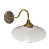 White opaline and terrazzo wall light