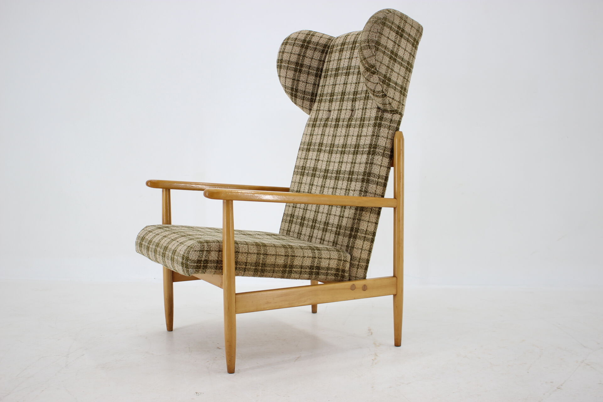 1960s Rare Beech Wing Armchair by ULUV, Czechoslovakia