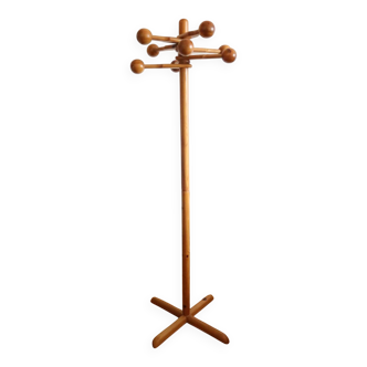 Coat rack on foot, in pine