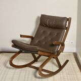 Rocking chair design Norway 1960s teak wood year 60 ref PAOLO