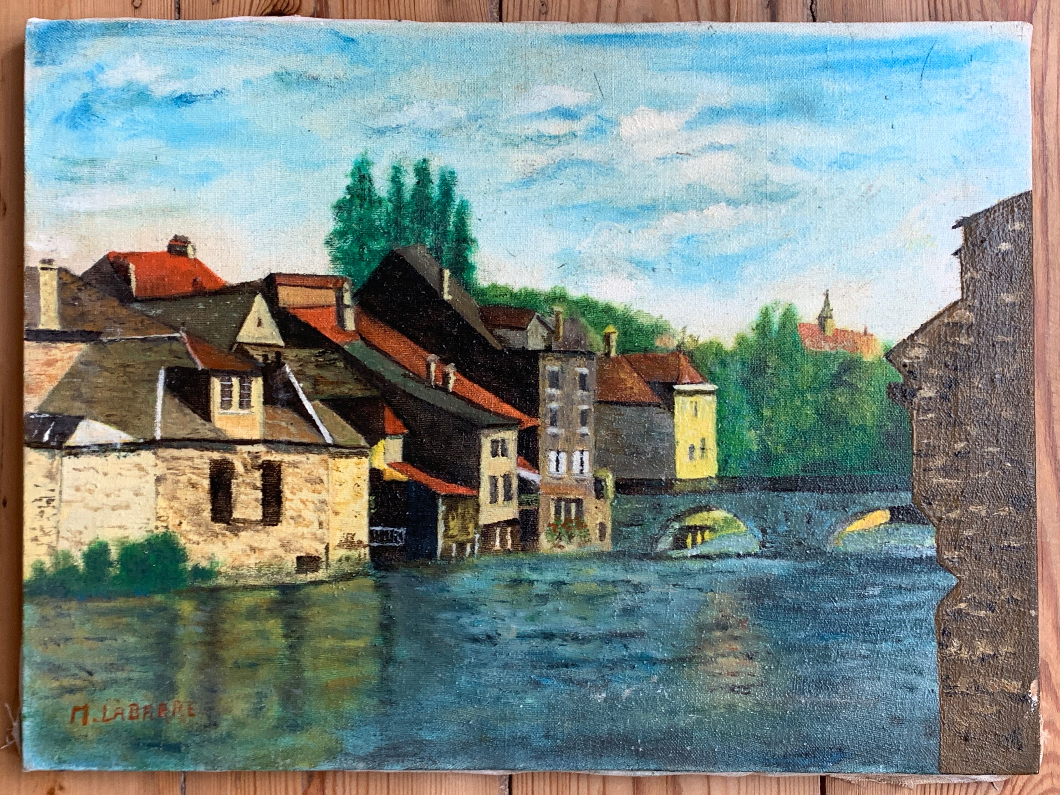 French school, 20th century: oil on canvas, Ornans, the village of Gustave Courbet - Jura