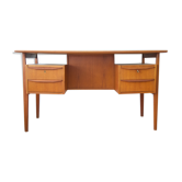 Bureau flottant en teck danois par l’artilleur Nielsen pour Tibergaard, années 1960.