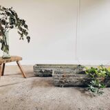 Old planters in faux cement wood