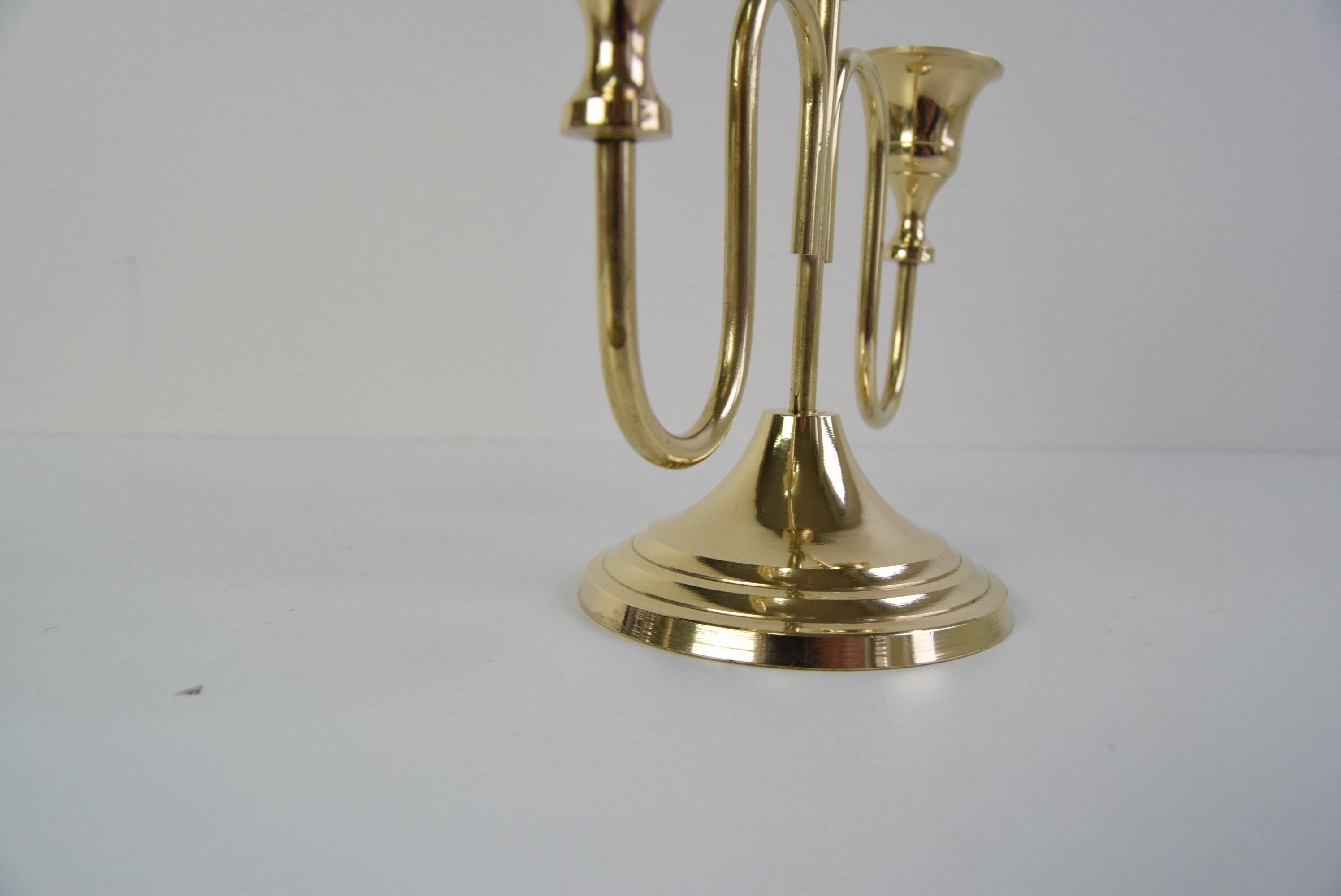 Vintage Brass Candlestick, Czechoslovakia, 1960's.