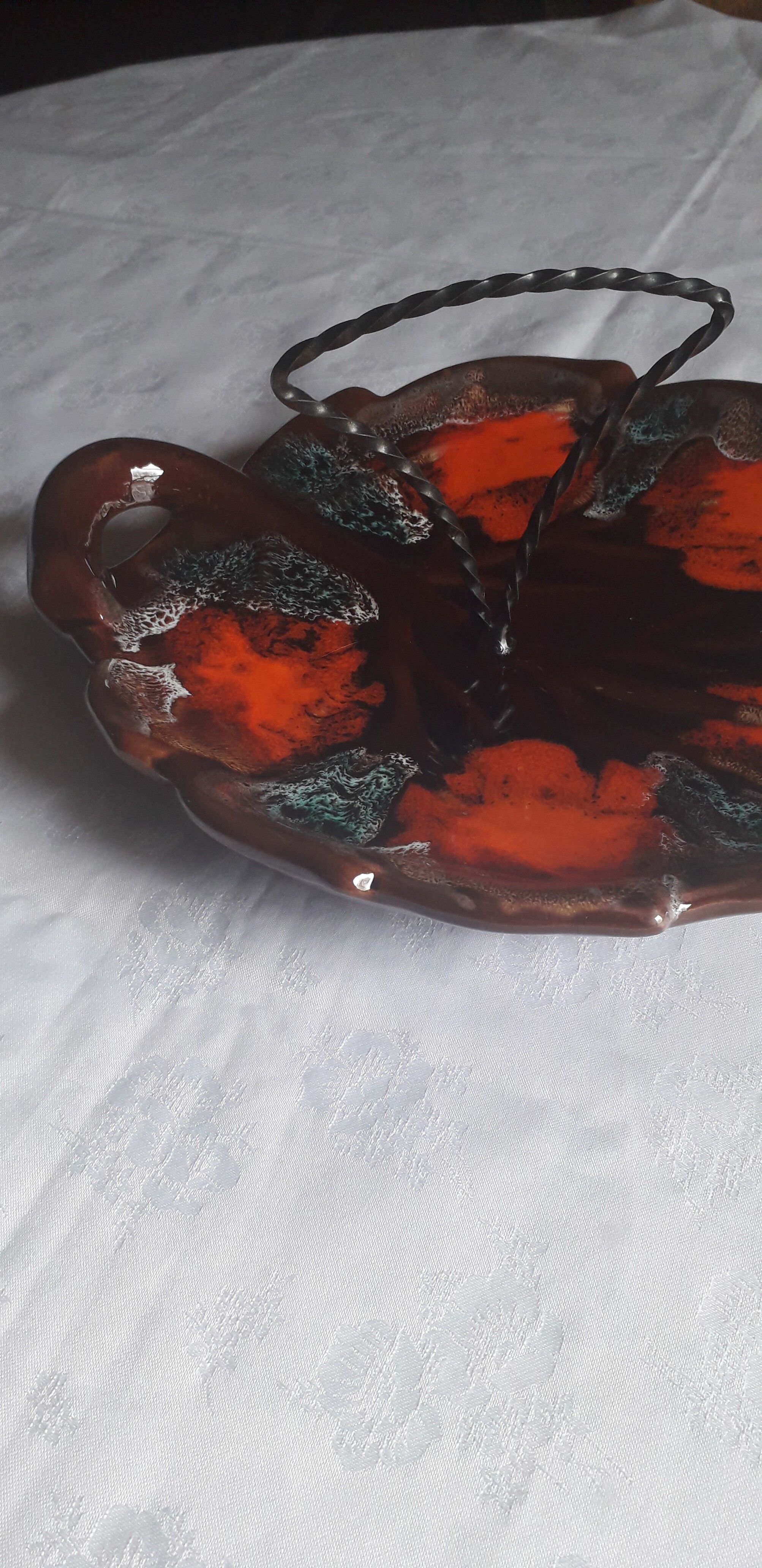 Cheese or fruit platter in Ceramic From Vallauris in the shape of a leaf