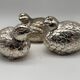 Salt shaker pepper and mustard bird in silver metal Gucci style