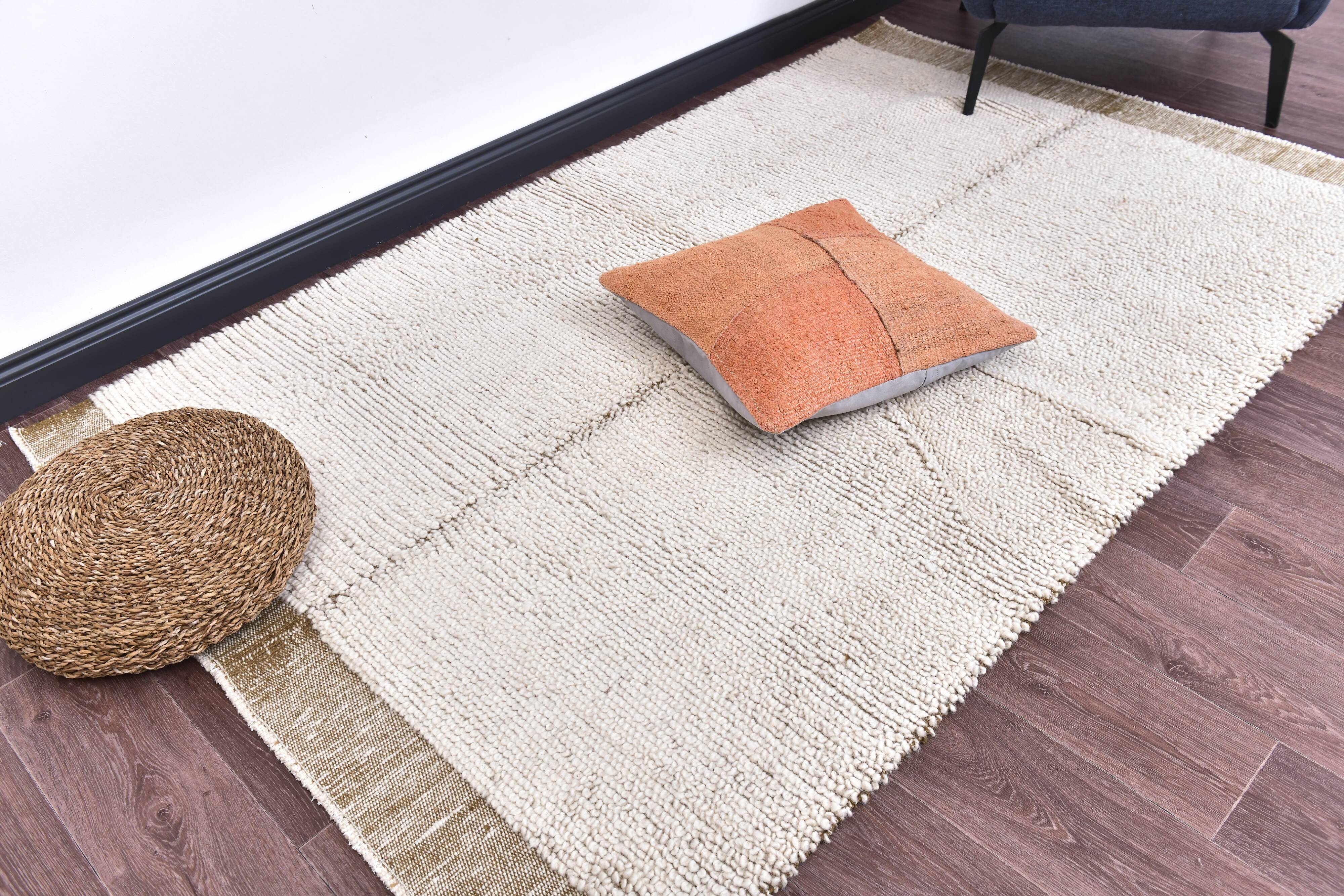 Mustards medium shaggy wool carpet , Hand made wool carpet