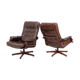 Pair of 2 Swedish swivel leather chairs