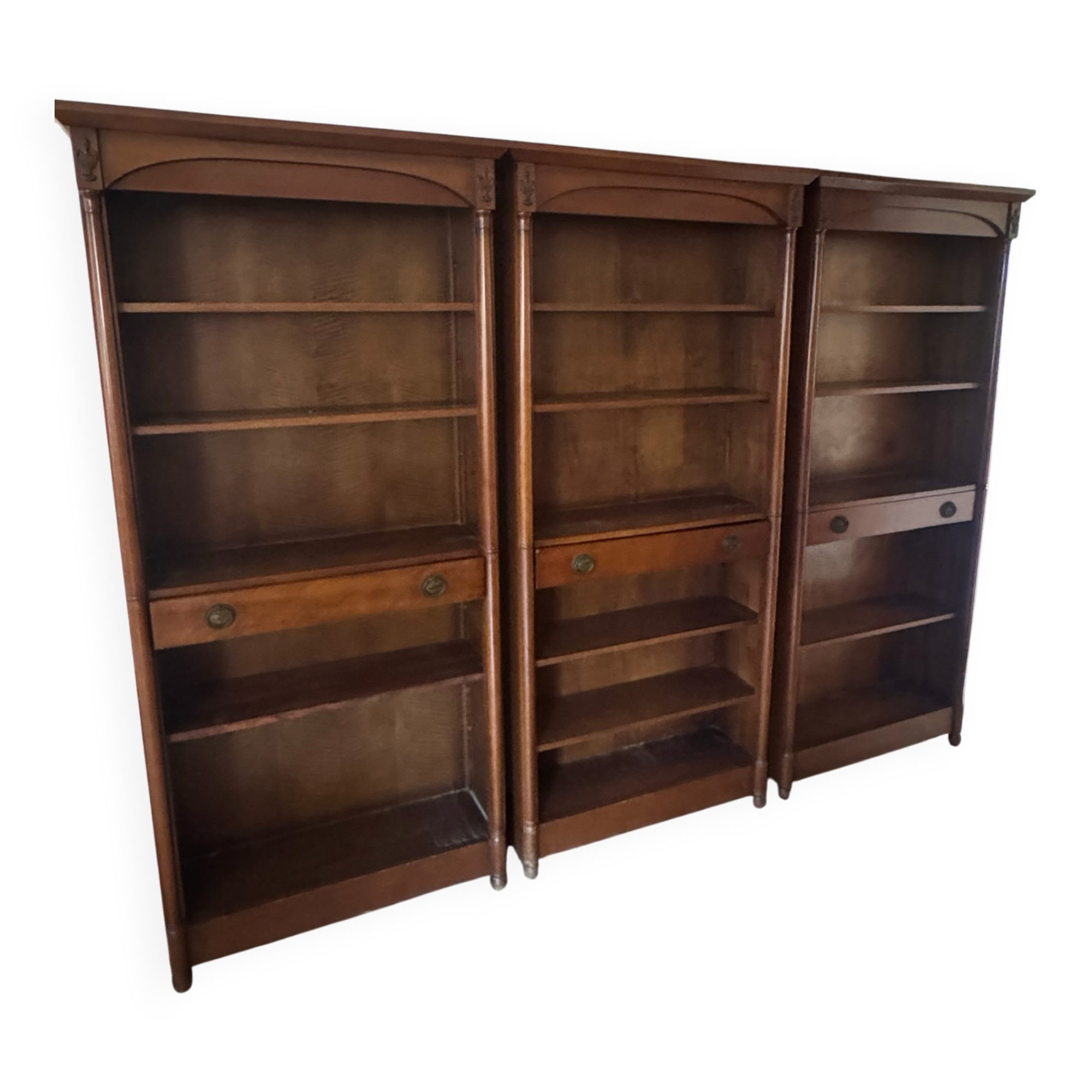 Bibliothèque ouverte en 3 pans style directoire