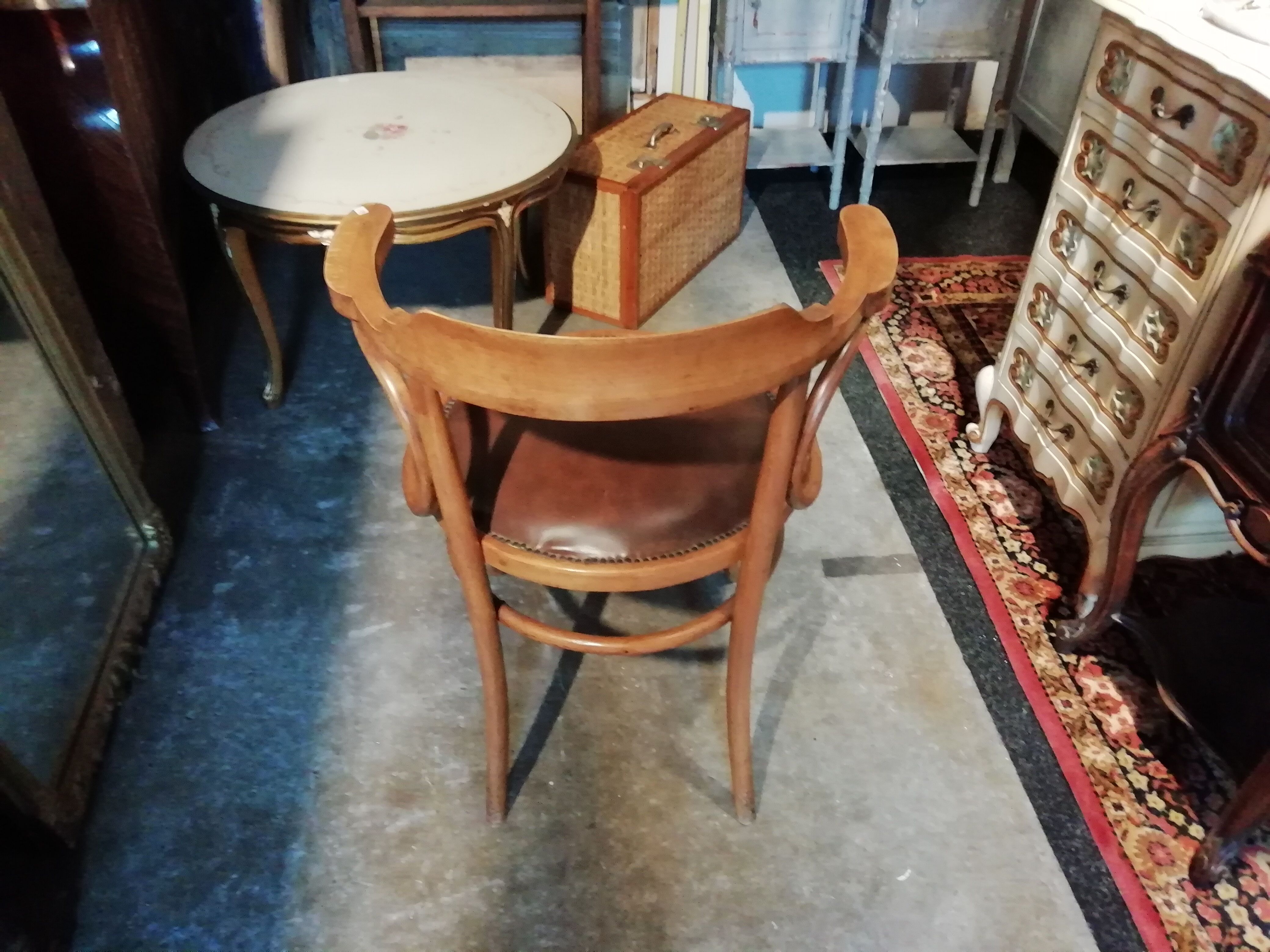 Leather curved wooden desk