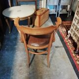 Leather curved wooden desk