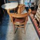 Leather curved wooden desk