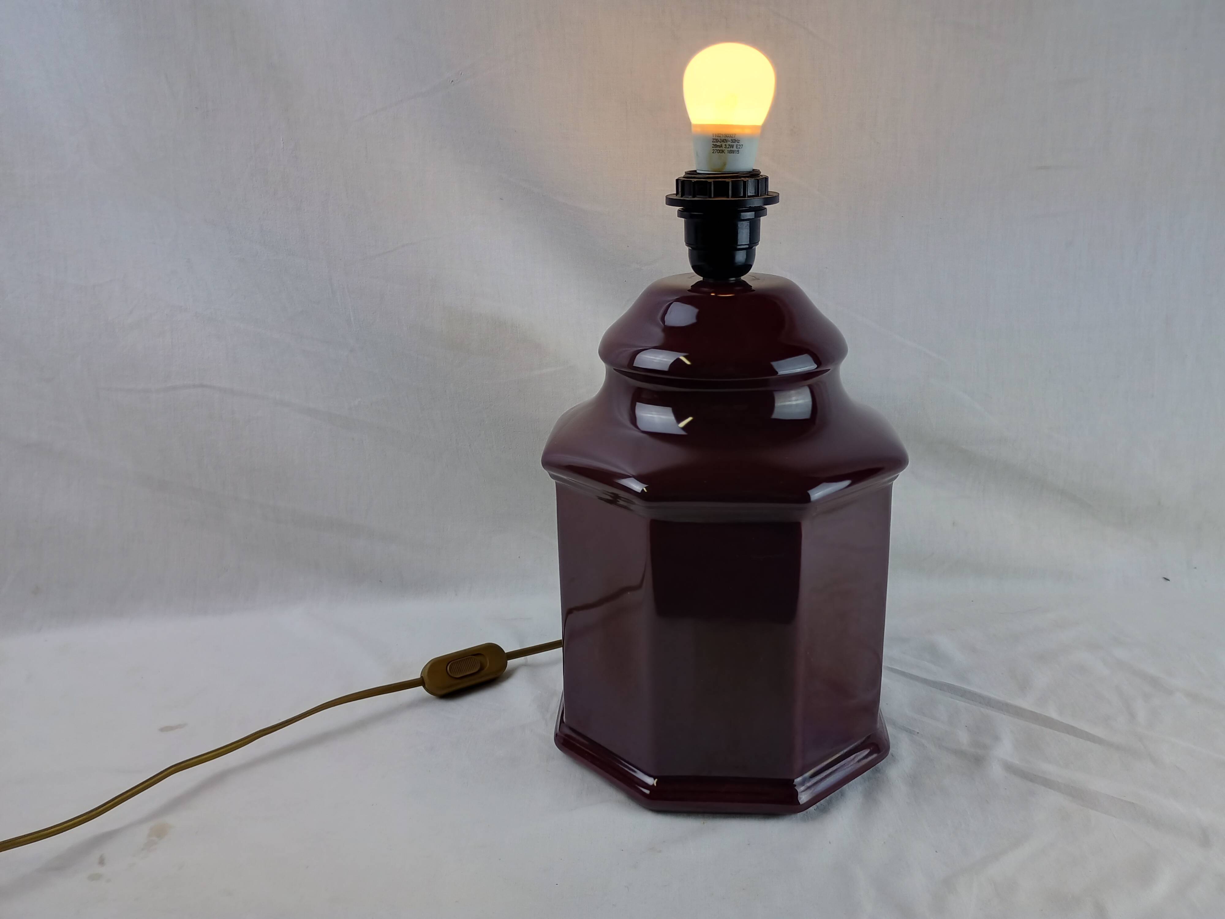 Vintage Black Ceramic Table Lamp Retro Chic