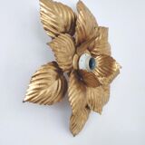 Flower wall lamp leaves golden metal 40cm