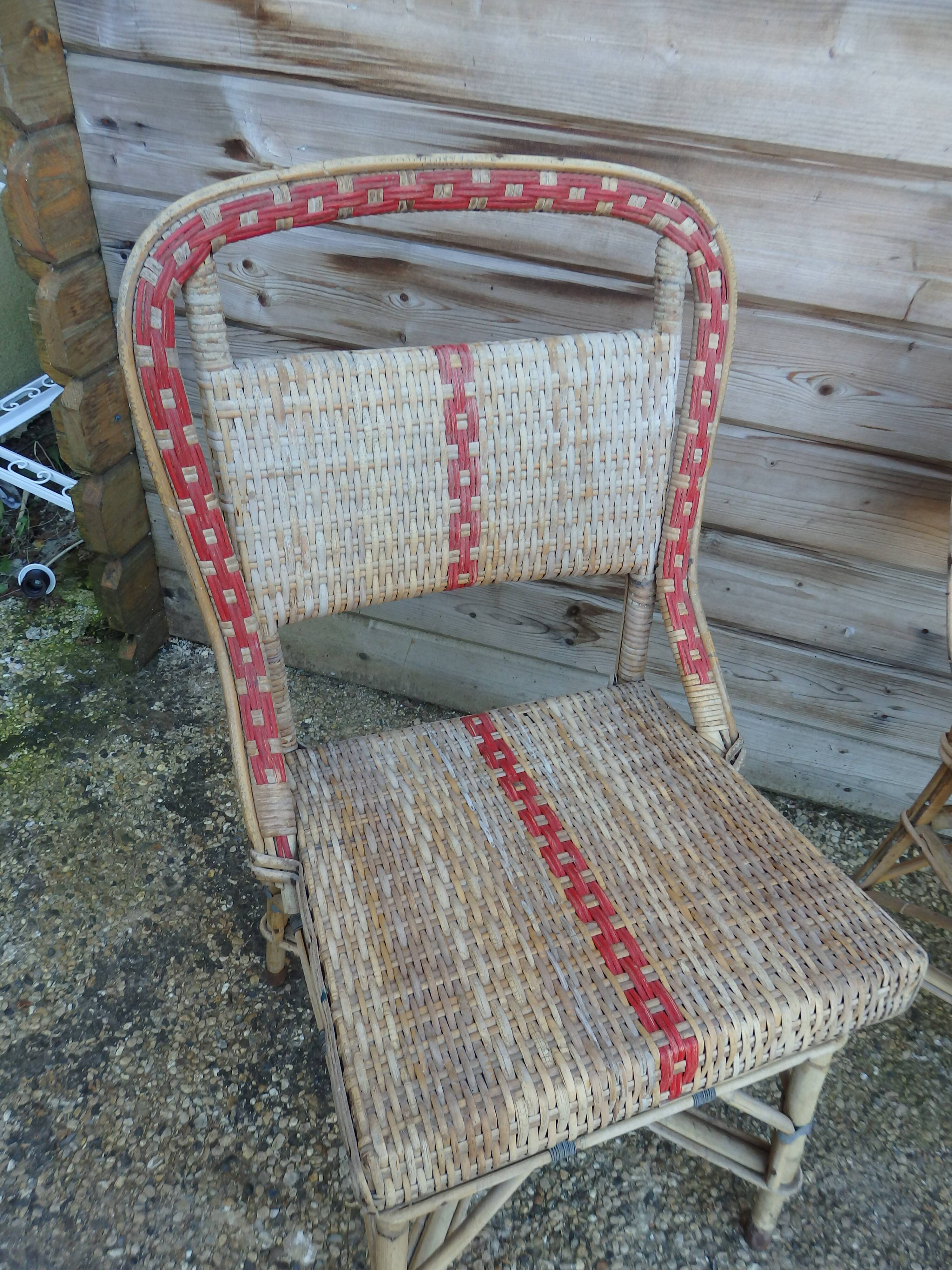 Pair of vintage rattan bistro chairs