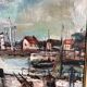 Oil painting port of Honfleur