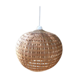 Suspension boule en paille de rotin
