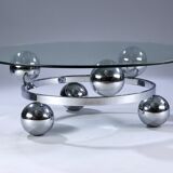 Table basse française en acier chromé dans le style 'Spoutnik'