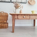 Low wooden farm table and drawer