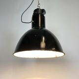Industrial black enamel pendant light, 1930s