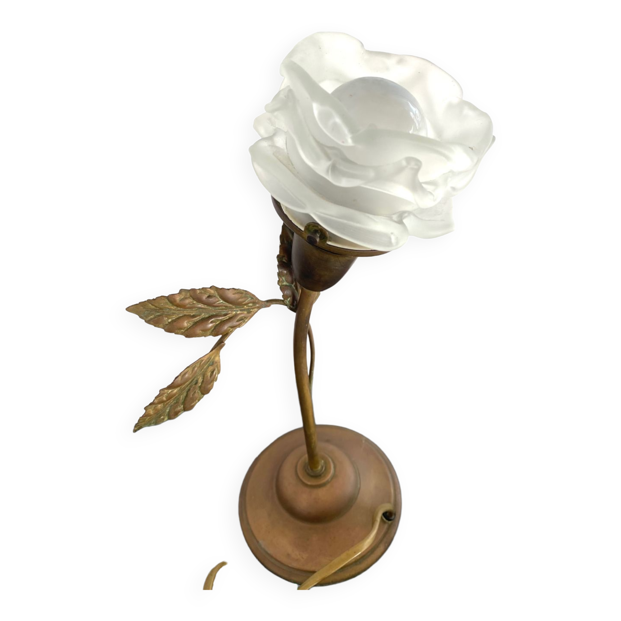Lamp tulip flower brass glass vintage design old light