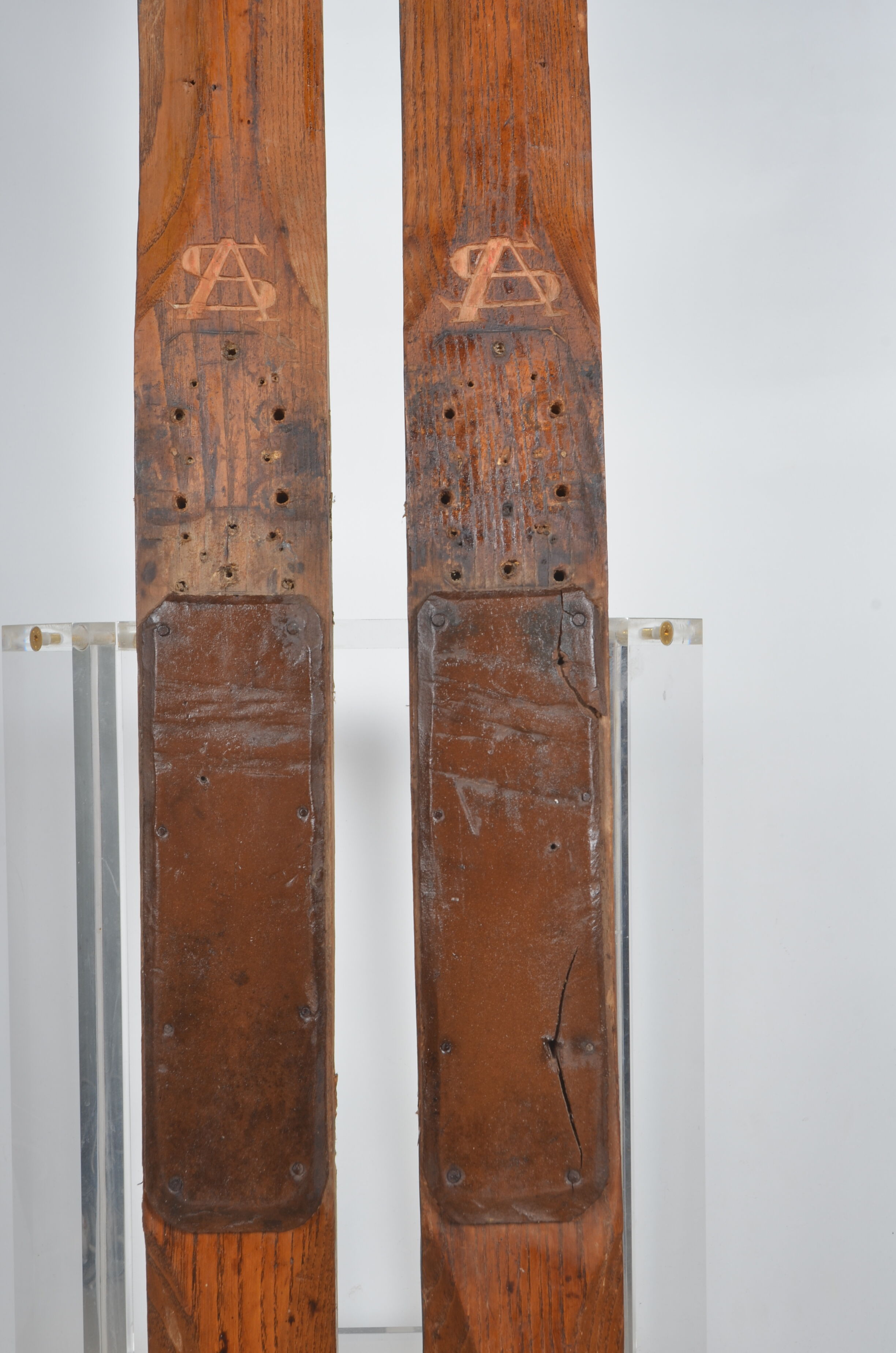 Pair of wooden skis