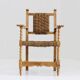 Ensemble de 2 fauteuils brutalistes espagnols en bois sculpté et tressé en jonc -