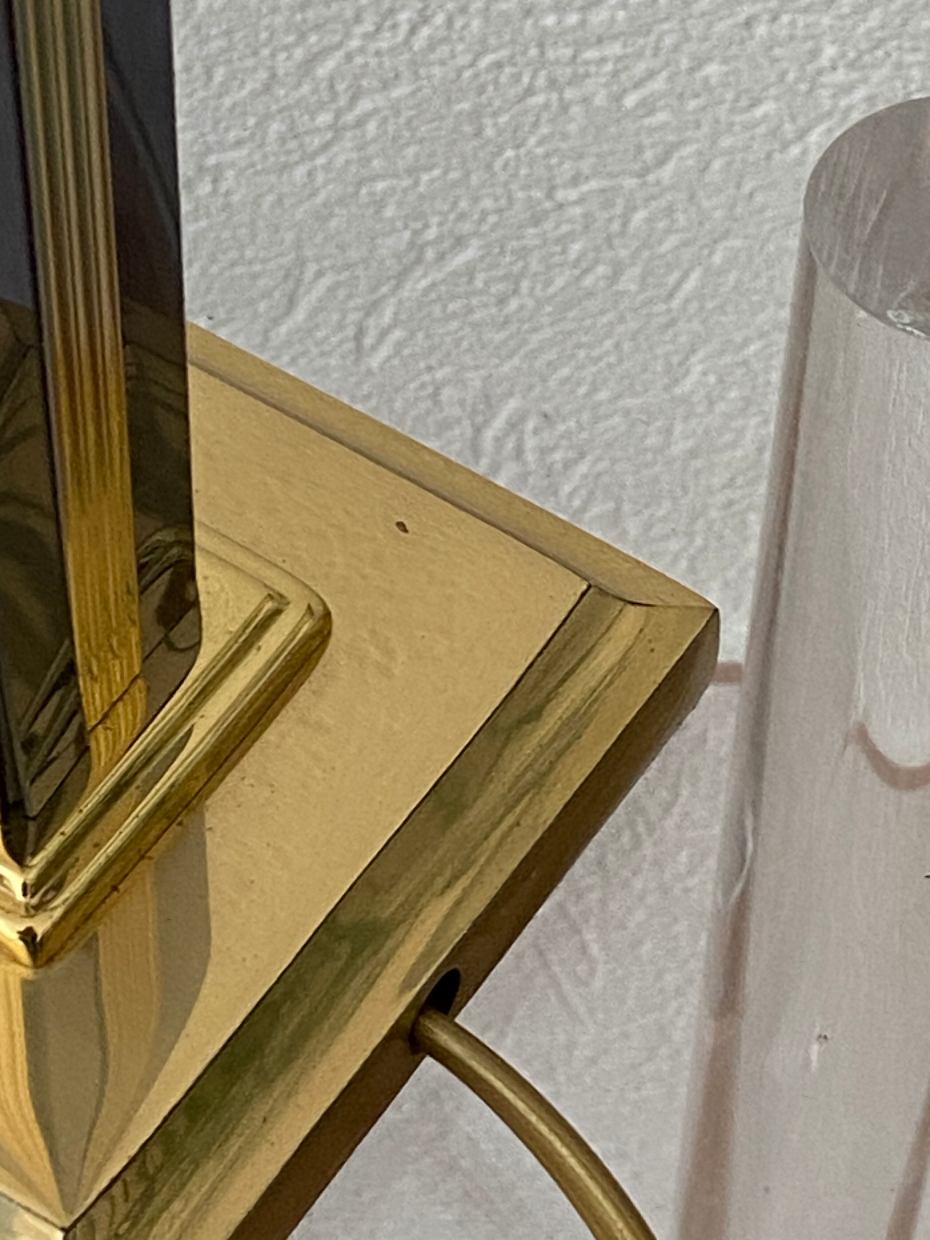 Brass column lamp and mirror