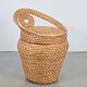 Vintage Straw and Wicker Stool with Storage Basket, 1960s