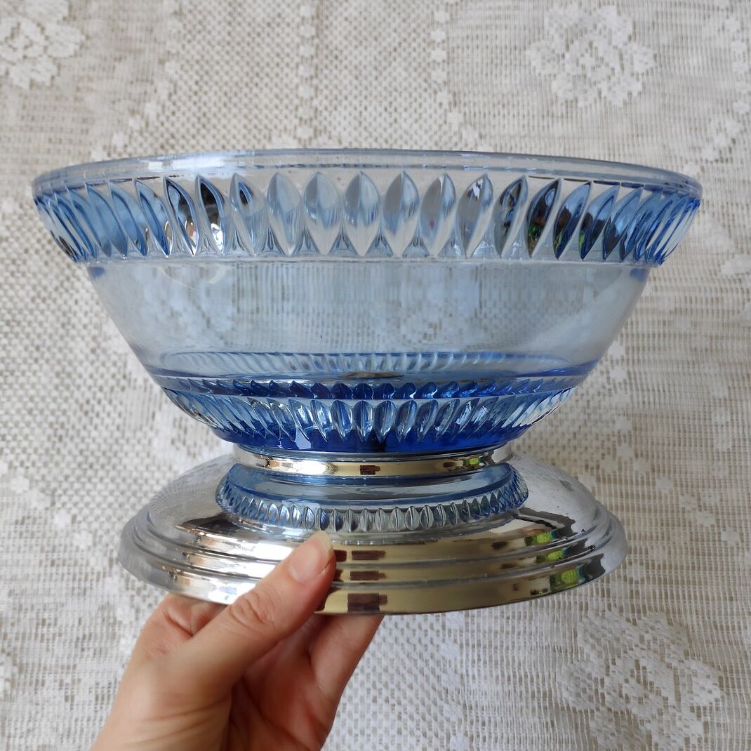 Glass and metal fruit cup