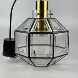 60s 70s ceiling lamp Glashütte Limburg Germany glass & brass Space Age